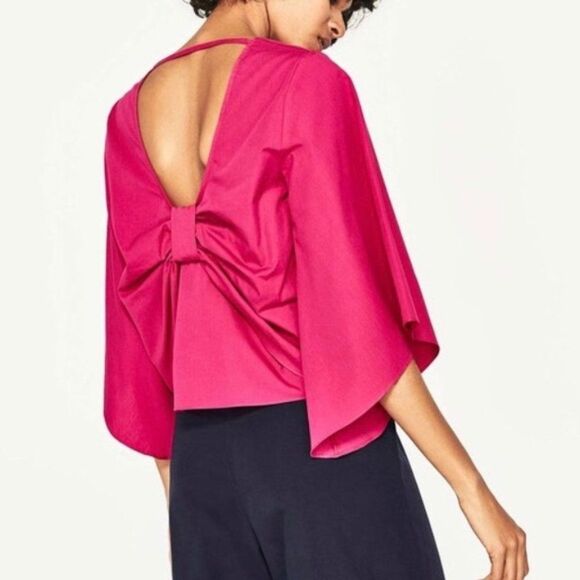 Zara Pink Open-Back Blouse - Picture 1 of 12